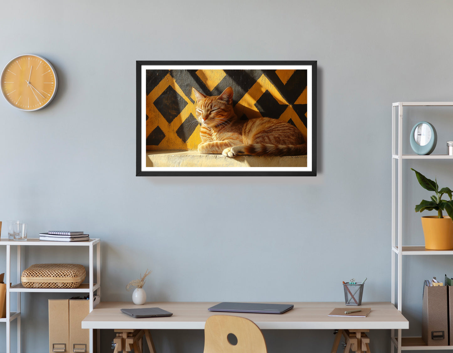 Orange Cat Geometric Sunlight African American abstract art view 72