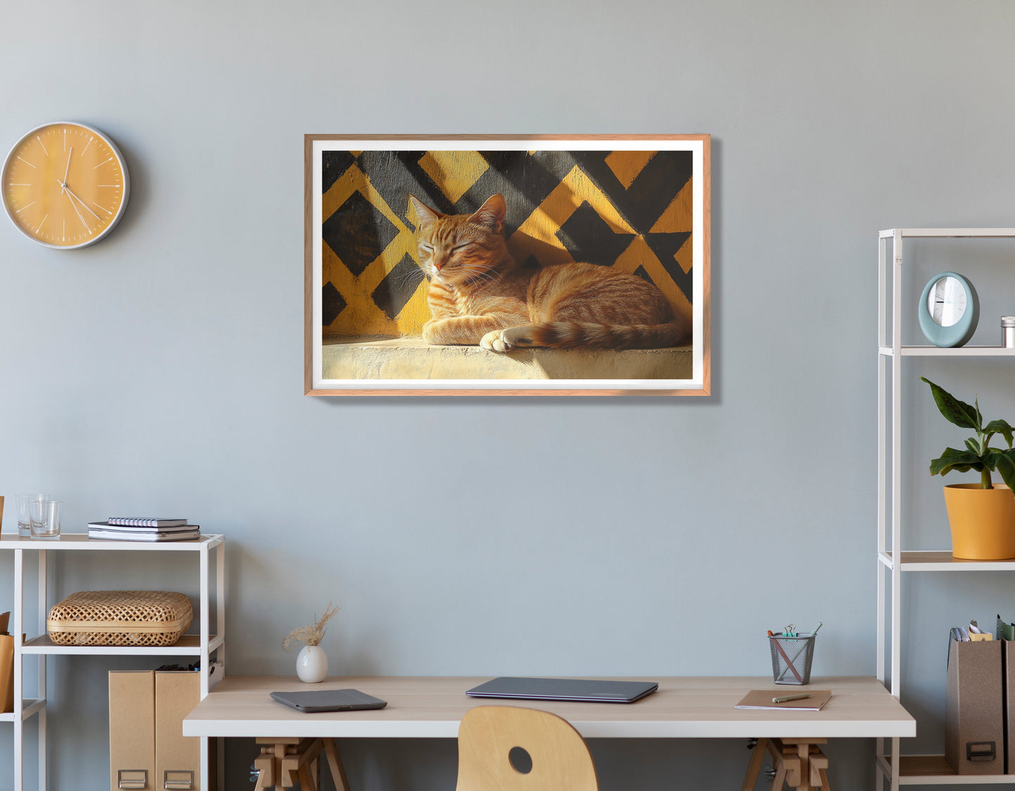 Orange Cat Geometric Sunlight African American abstract art view 84