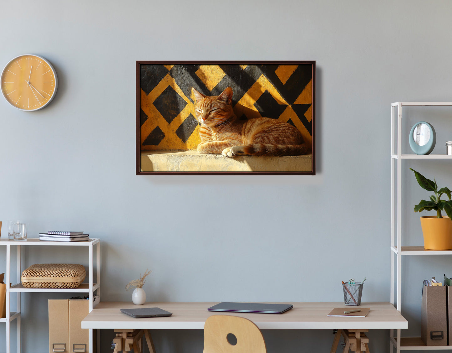 Orange Cat Geometric Sunlight African American abstract art view 36