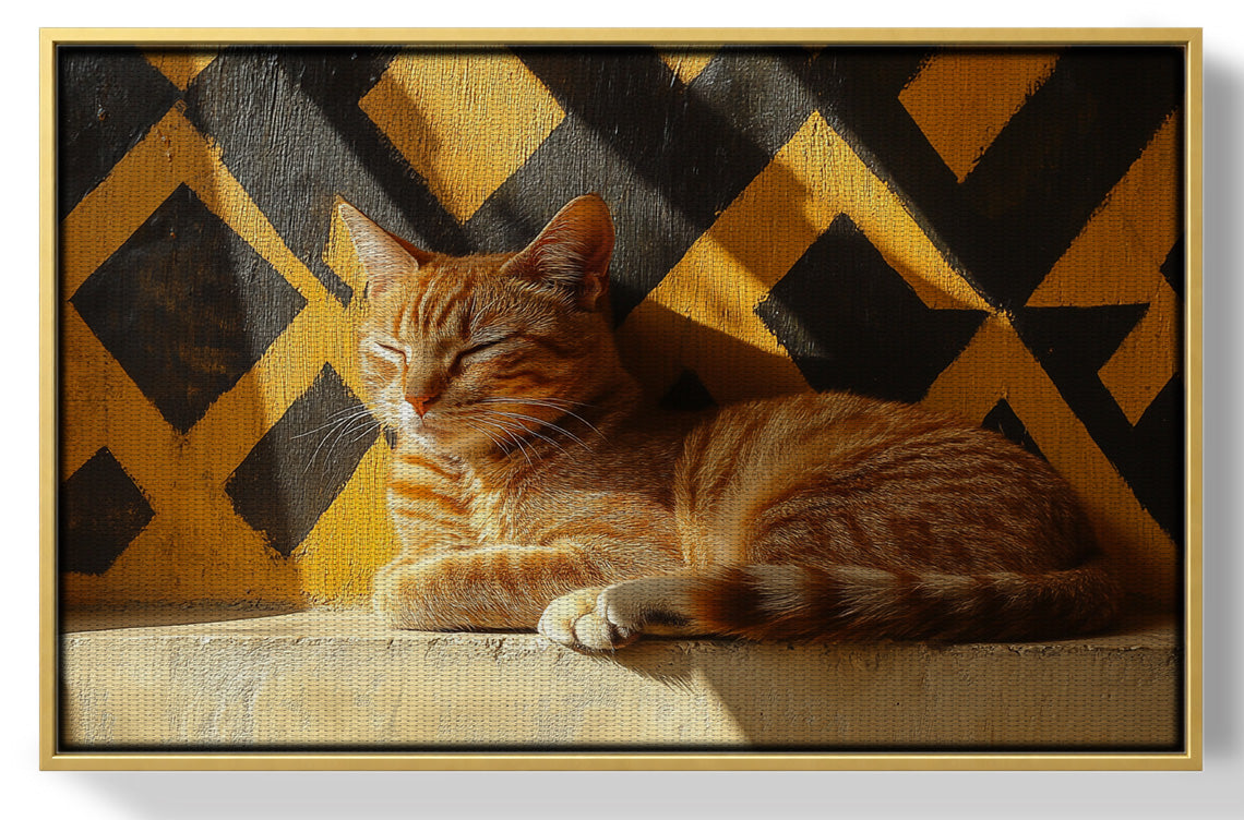 Orange Cat Geometric Sunlight African American abstract art view 37