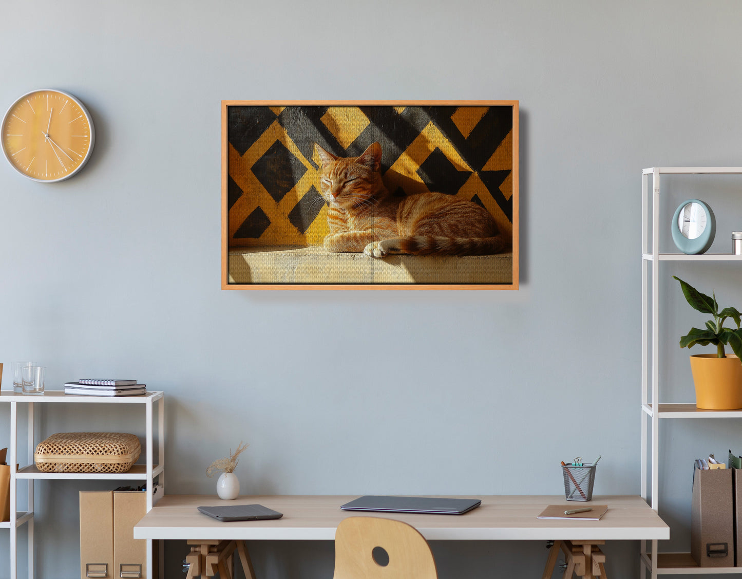 Orange Cat Geometric Sunlight African American abstract art view 48