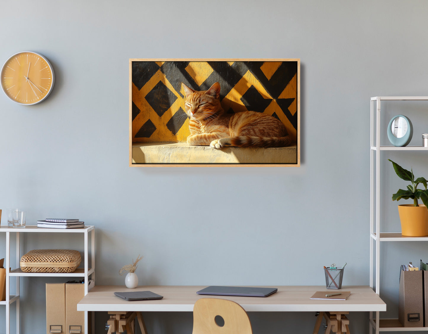 Orange Cat Geometric Sunlight African American abstract art view 54