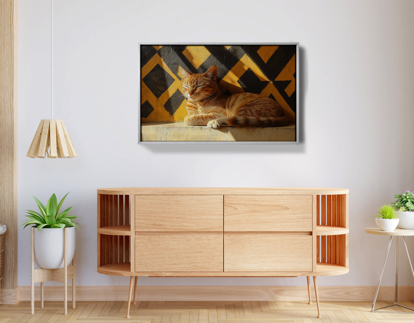 Orange Cat Geometric Sunlight African American abstract art view 56