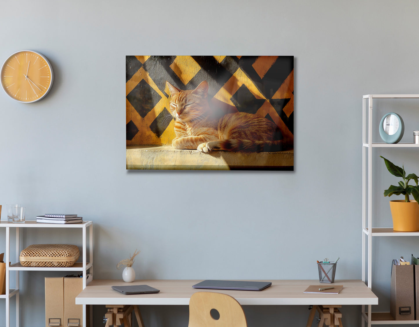 Orange Cat Geometric Sunlight African American abstract art view 24