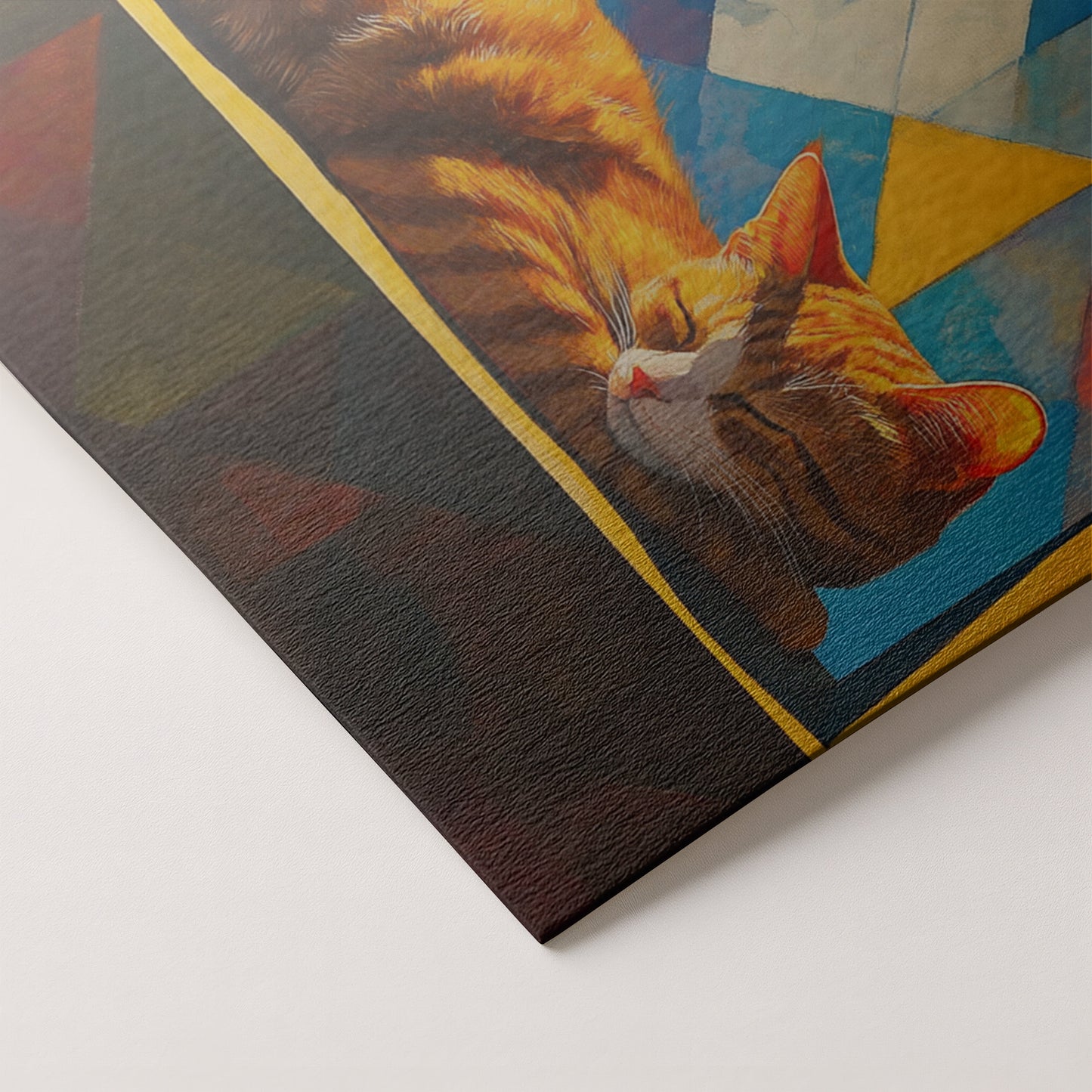 Sleeping Orange Cat Geometric African American abstract art artwork by MoomZee Artwork