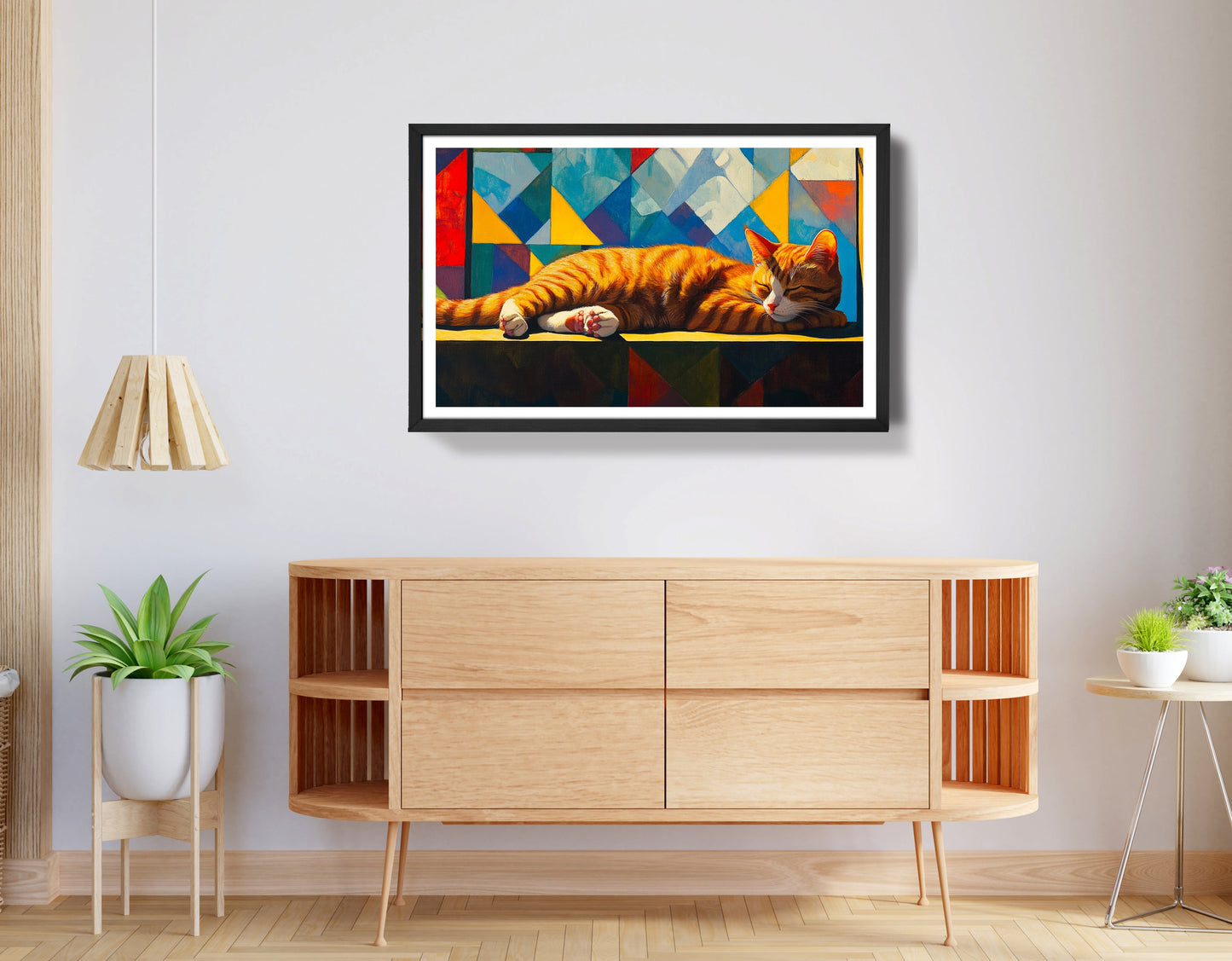 Sleeping Orange Cat Geometric African American abstract art view 68