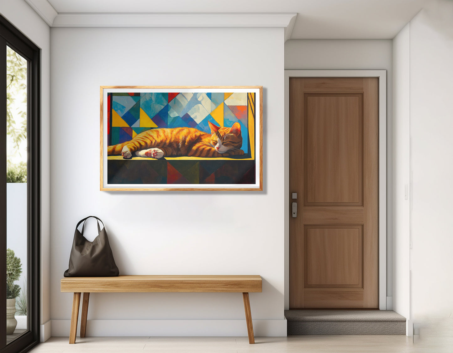 Sleeping Orange Cat Geometric African American abstract art view 77