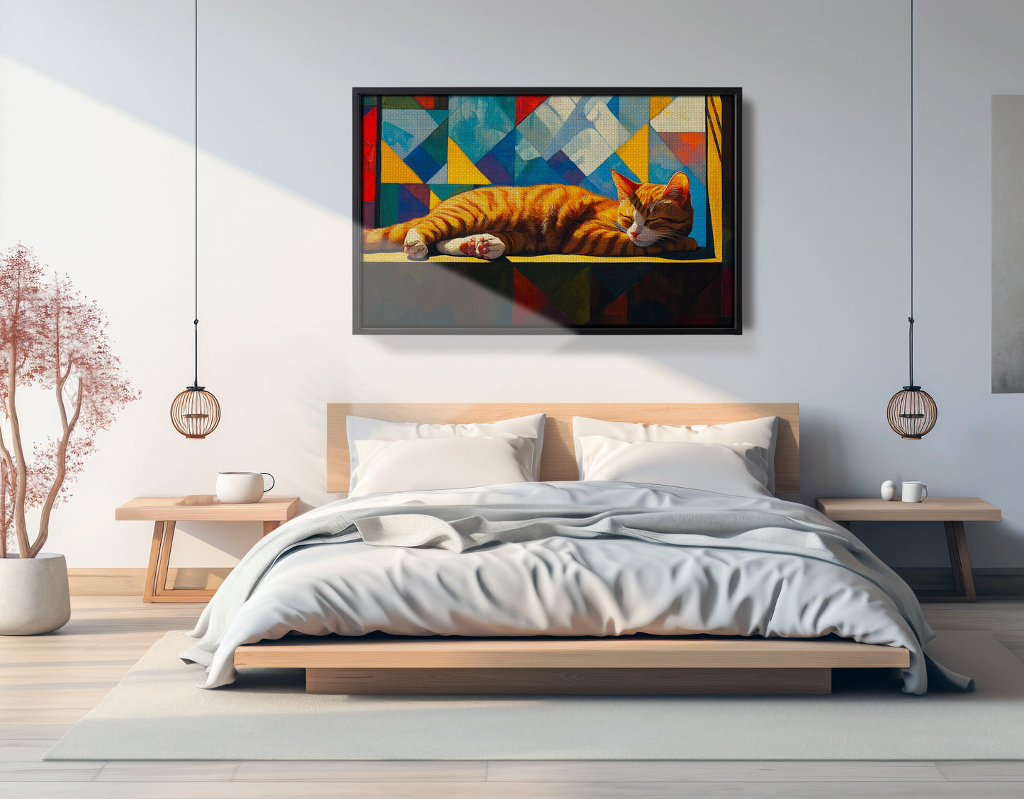 Sleeping Orange Cat Geometric African American abstract art view 27