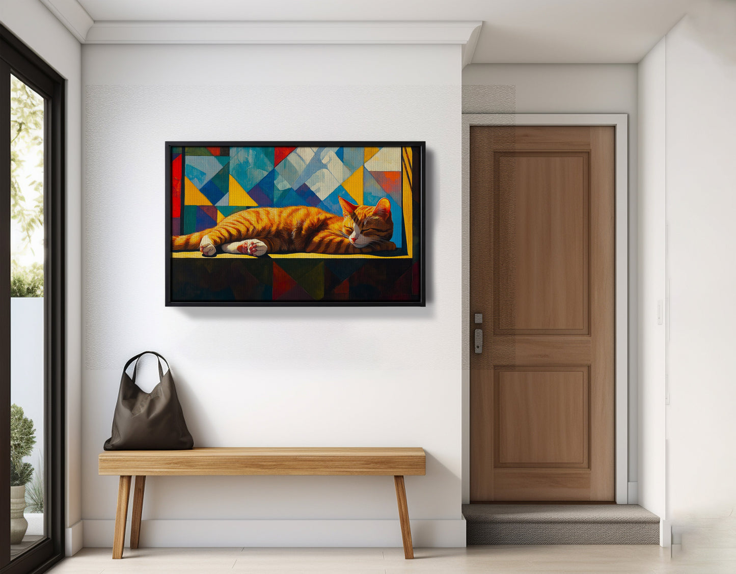 Sleeping Orange Cat Geometric African American abstract art view 29