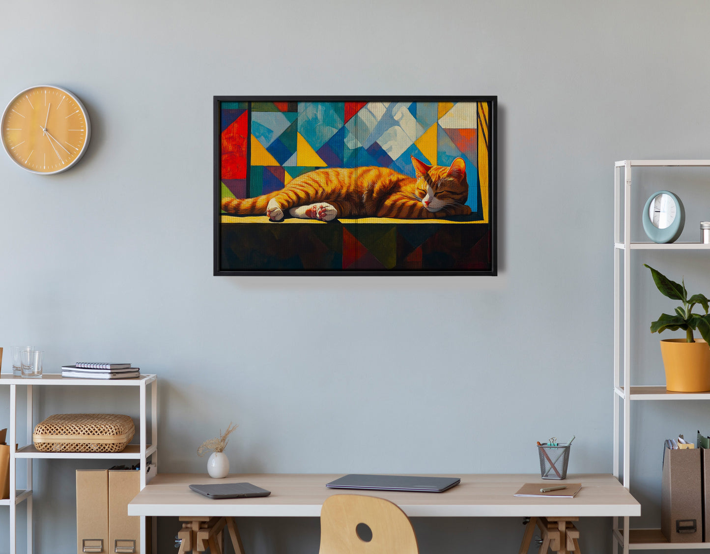Sleeping Orange Cat Geometric African American abstract art view 30