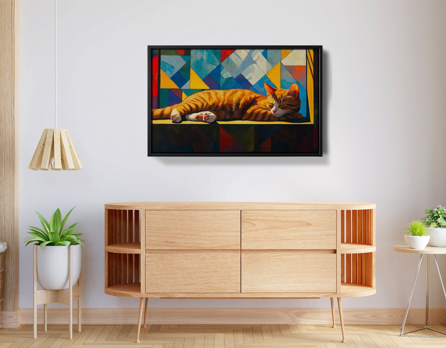 Sleeping Orange Cat Geometric African American abstract art view 26