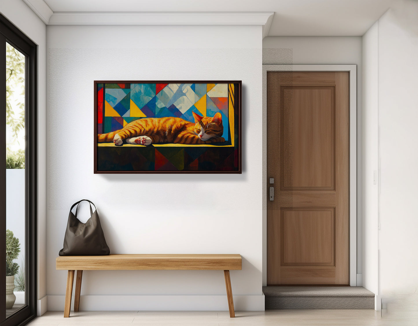 Sleeping Orange Cat Geometric African American abstract art view 35