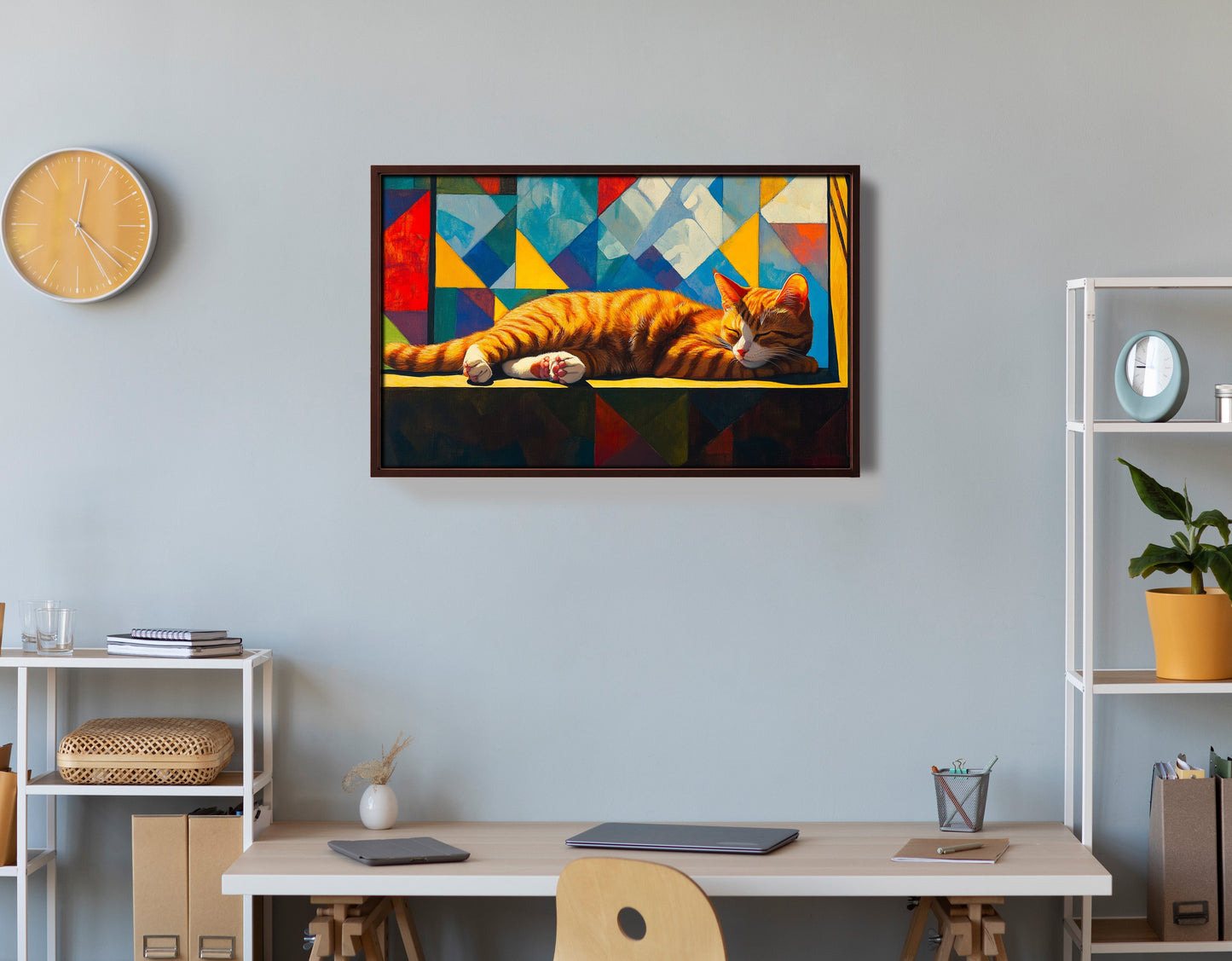 Sleeping Orange Cat Geometric African American abstract art view 36