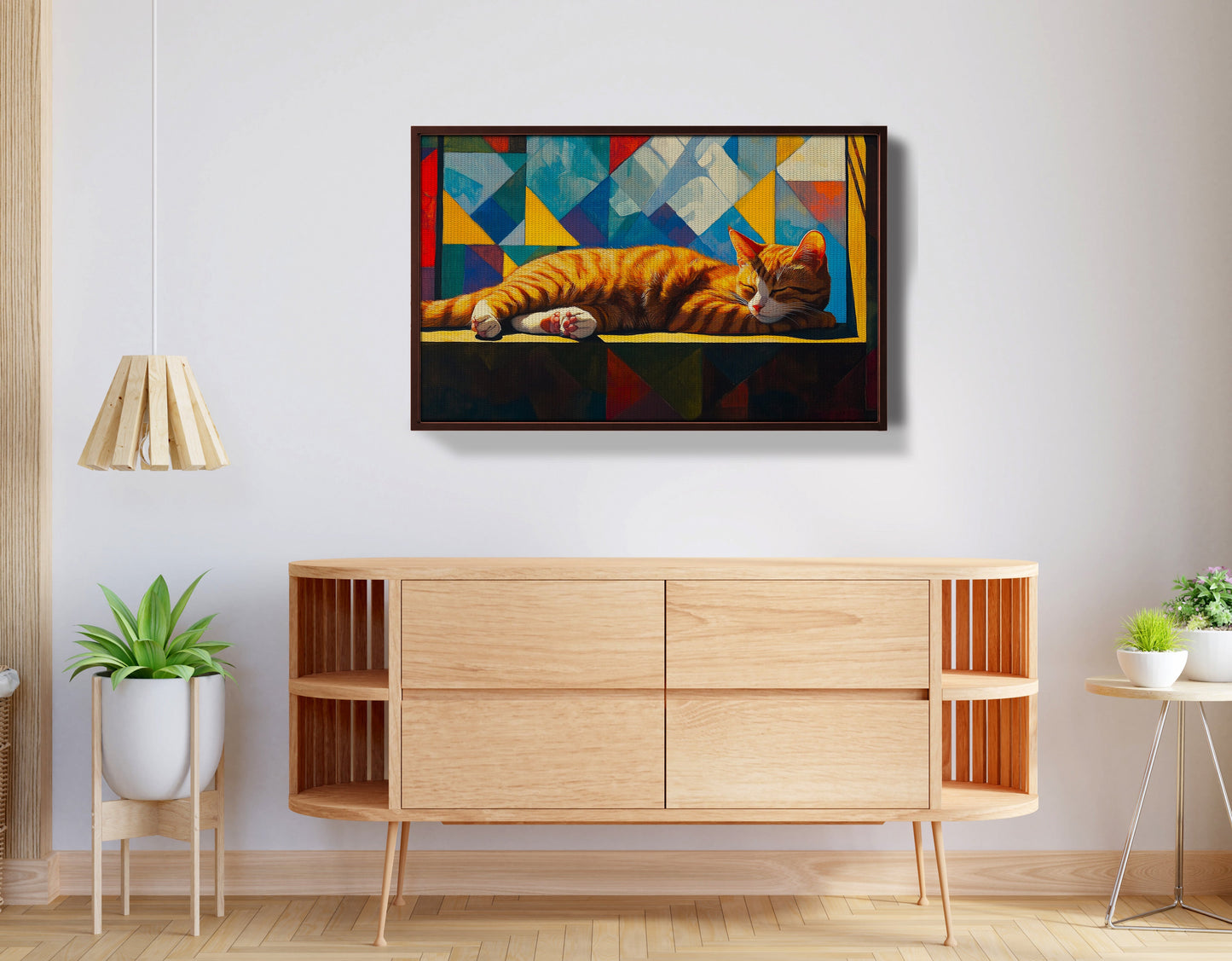 Sleeping Orange Cat Geometric African American abstract art view 32