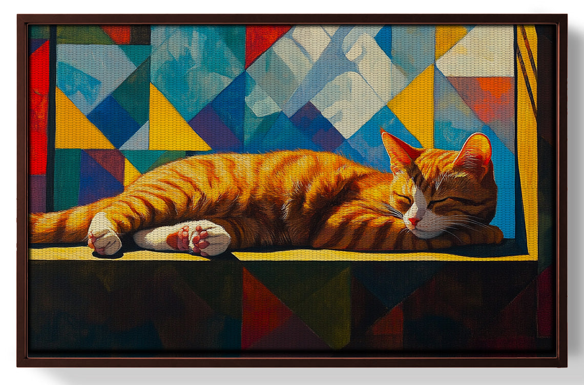 Sleeping Orange Cat Geometric African American abstract art view 31