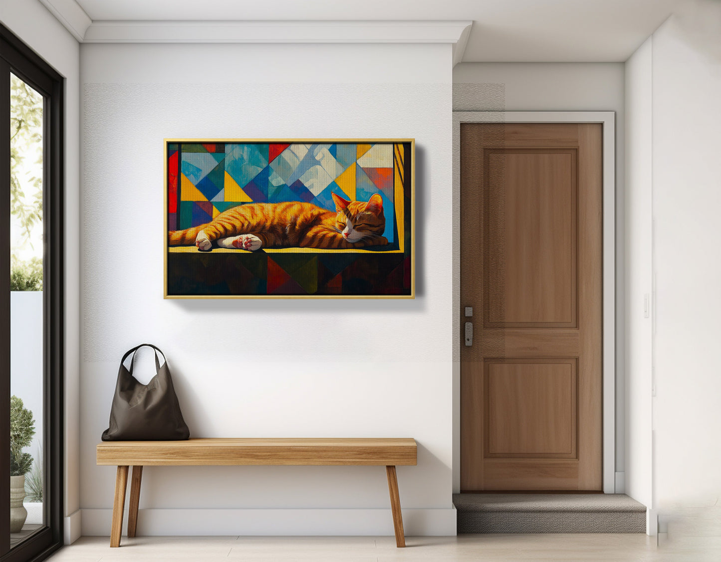 Sleeping Orange Cat Geometric African American abstract art view 41