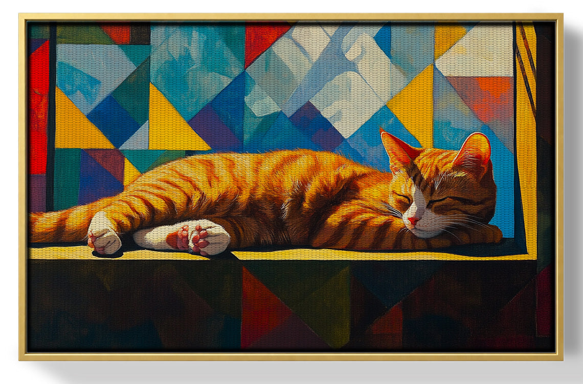 Sleeping Orange Cat Geometric African American abstract art view 37