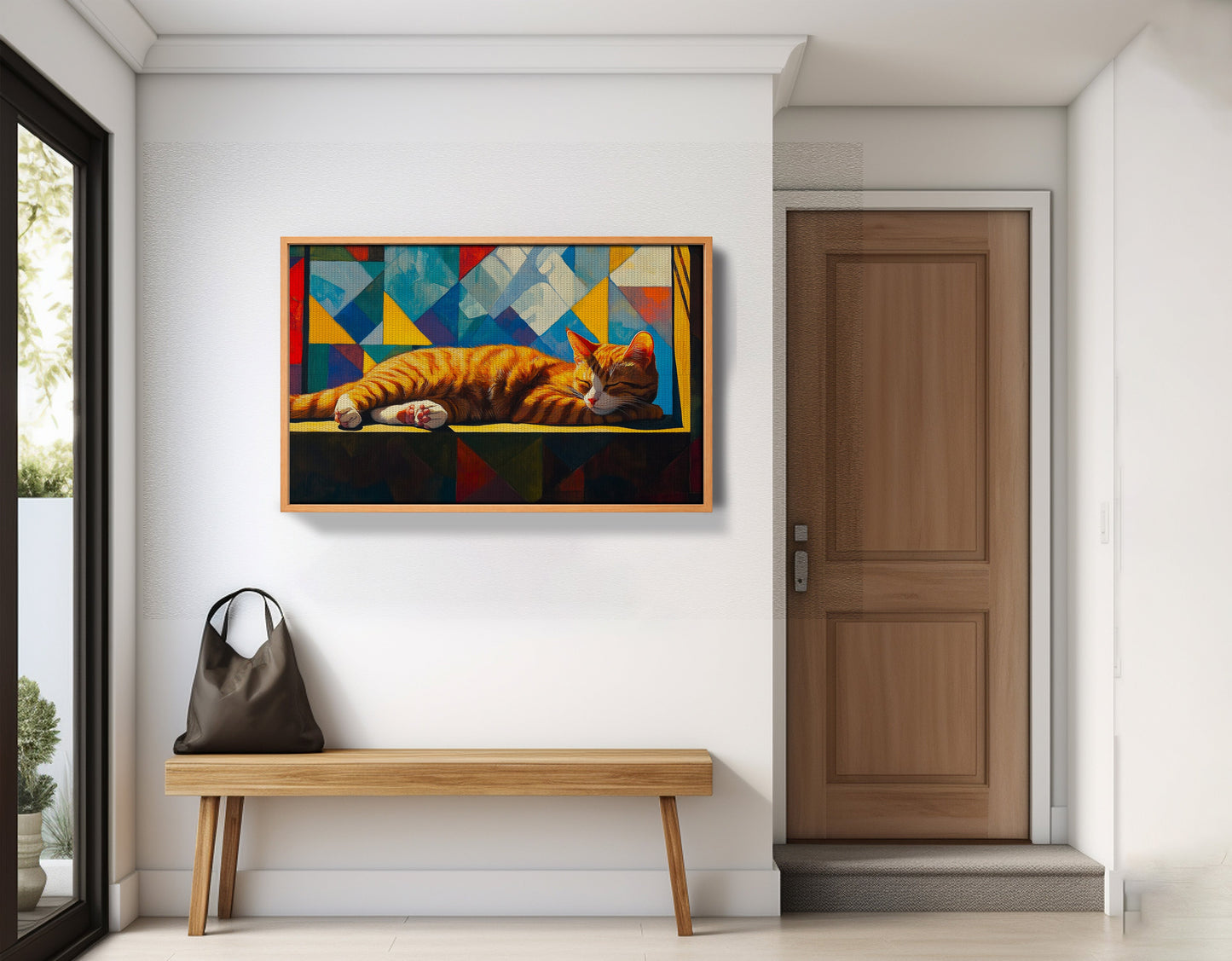 Sleeping Orange Cat Geometric African American abstract art view 47