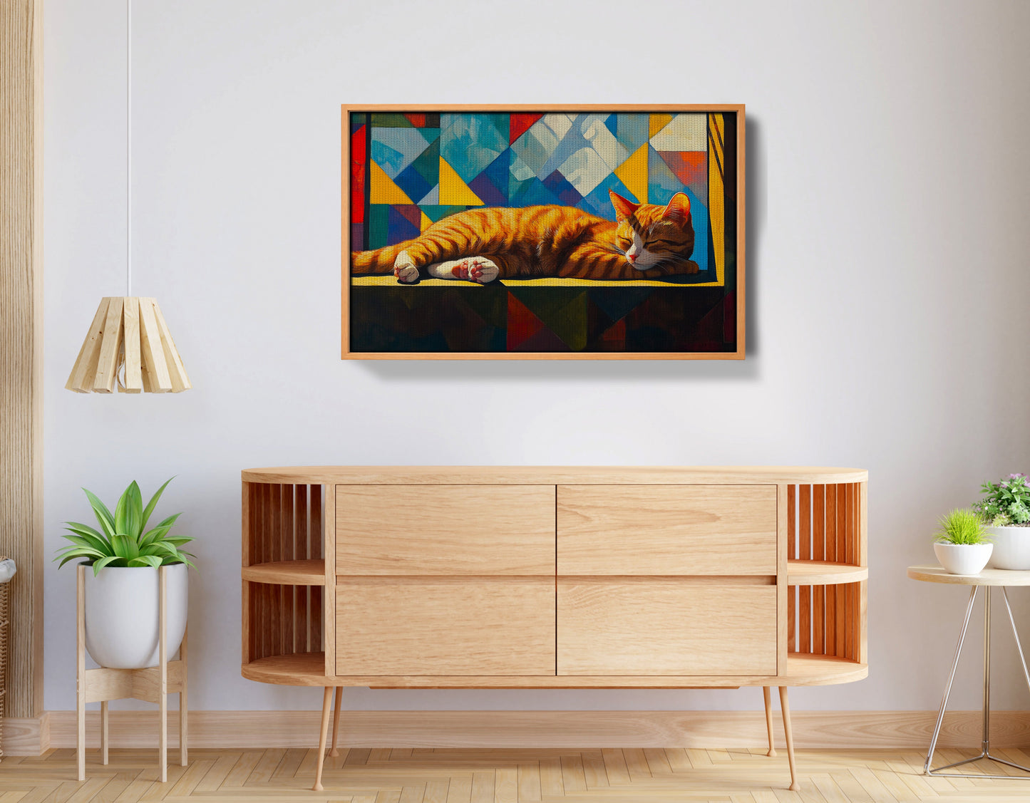 Sleeping Orange Cat Geometric African American abstract art view 44
