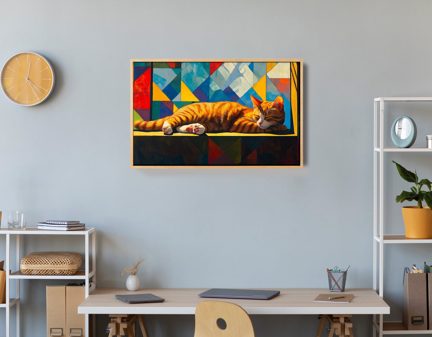 Sleeping Orange Cat Geometric African American abstract art view 54