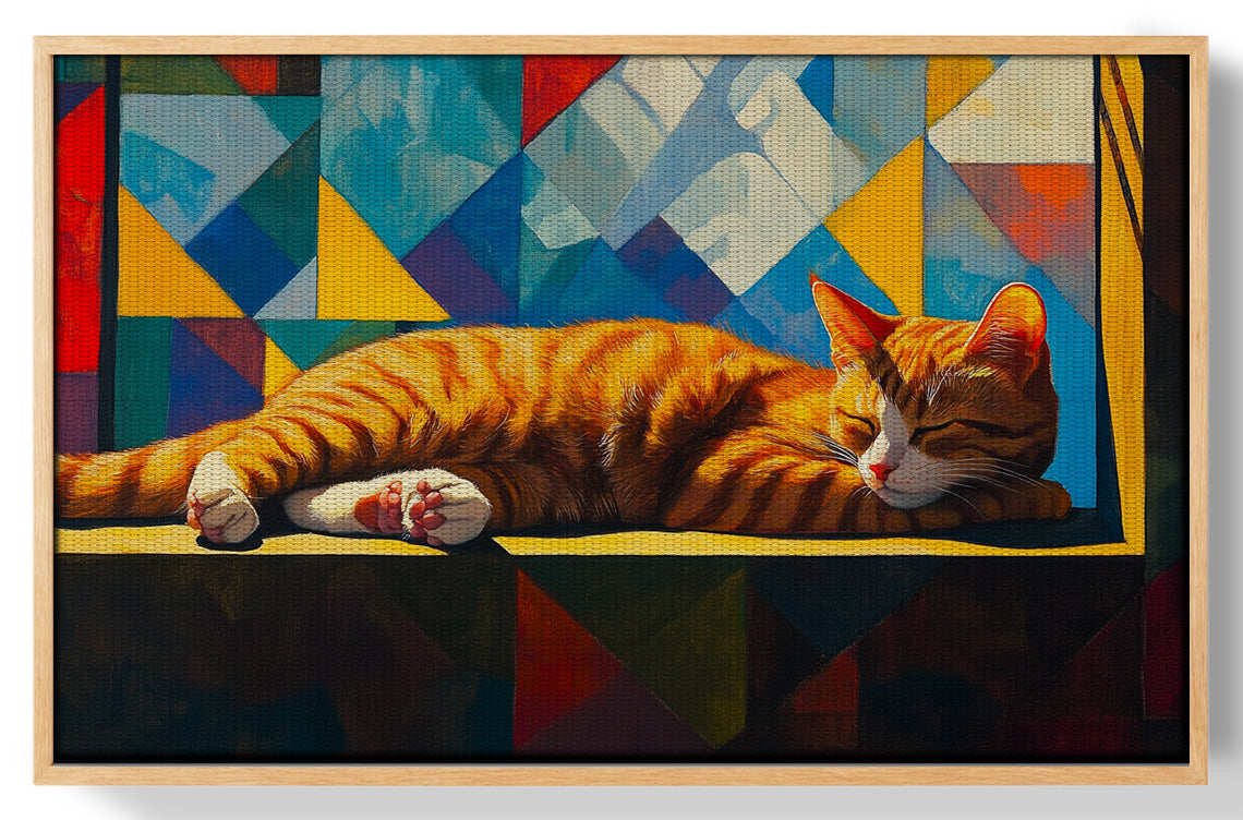 Sleeping Orange Cat Geometric African American abstract art view 49