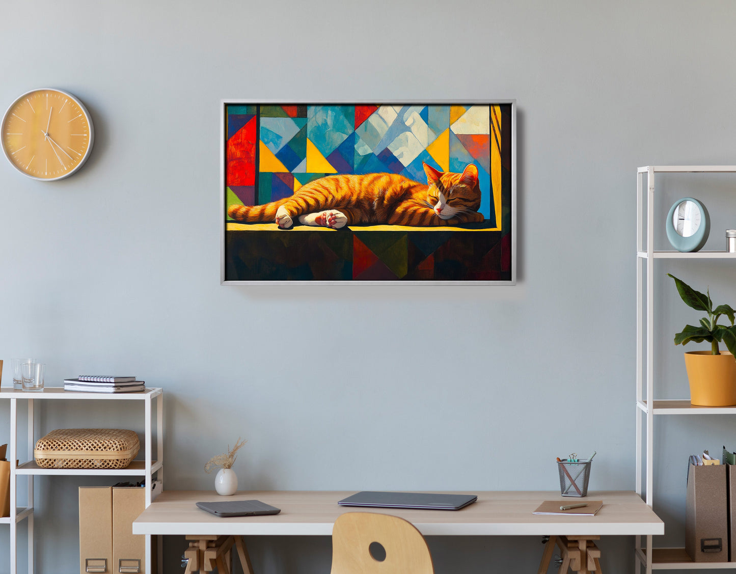 Sleeping Orange Cat Geometric African American abstract art view 60