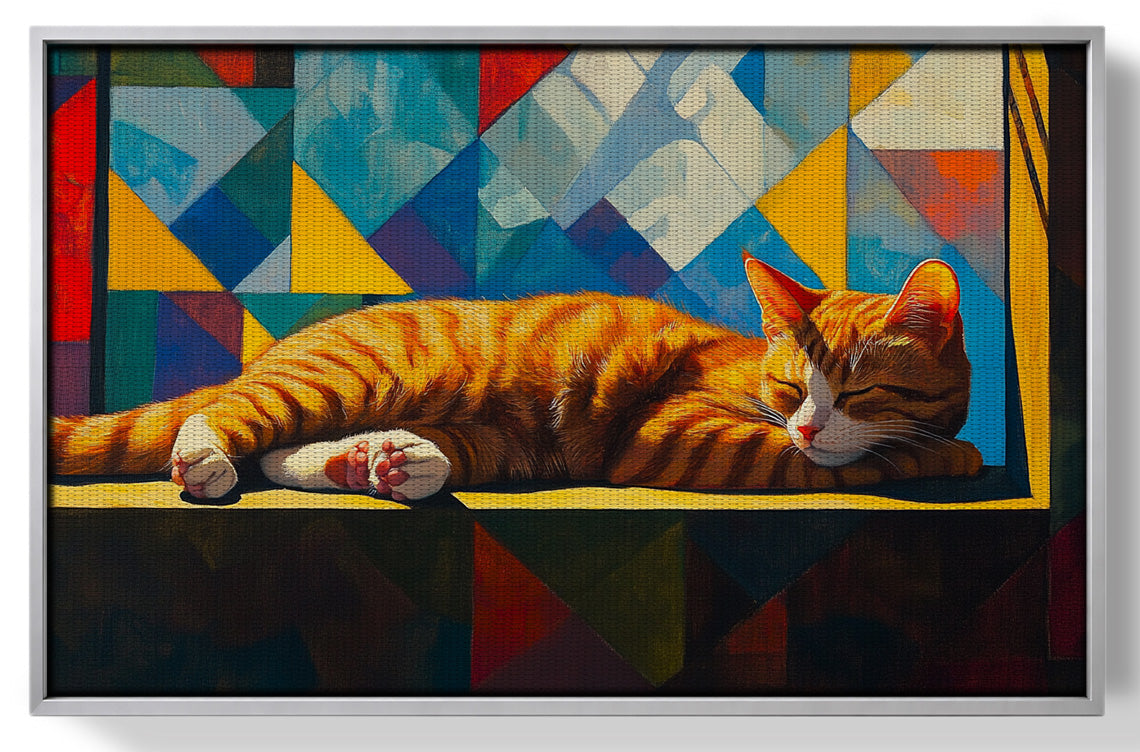 Sleeping Orange Cat Geometric African American abstract art view 55