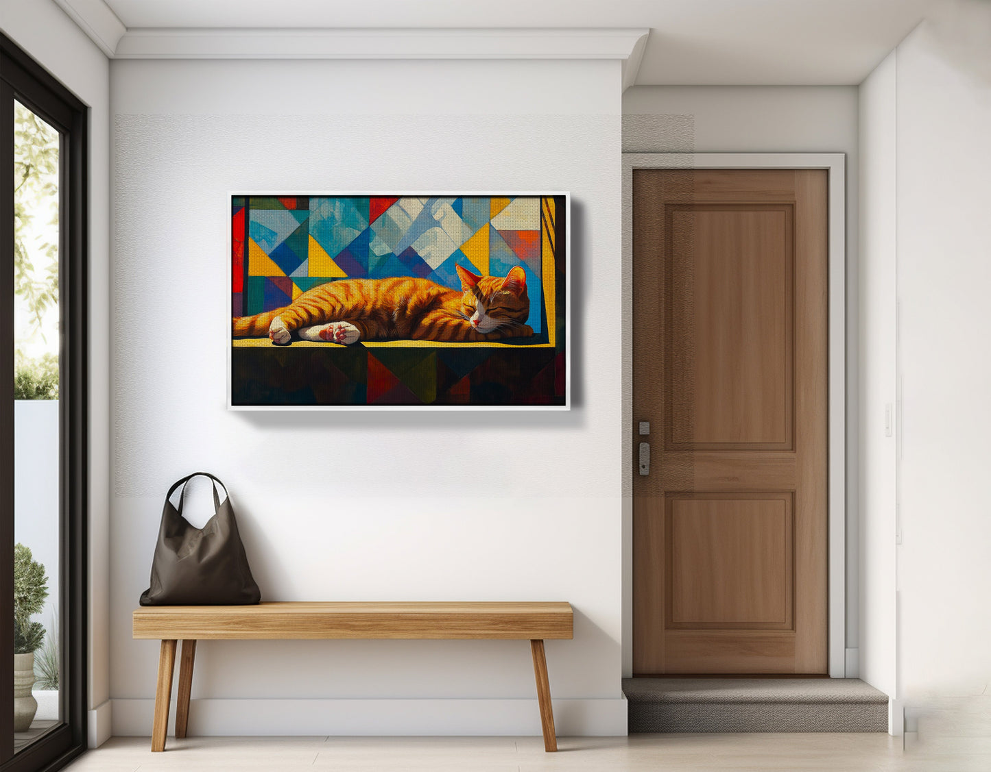 Sleeping Orange Cat Geometric African American abstract art view 65