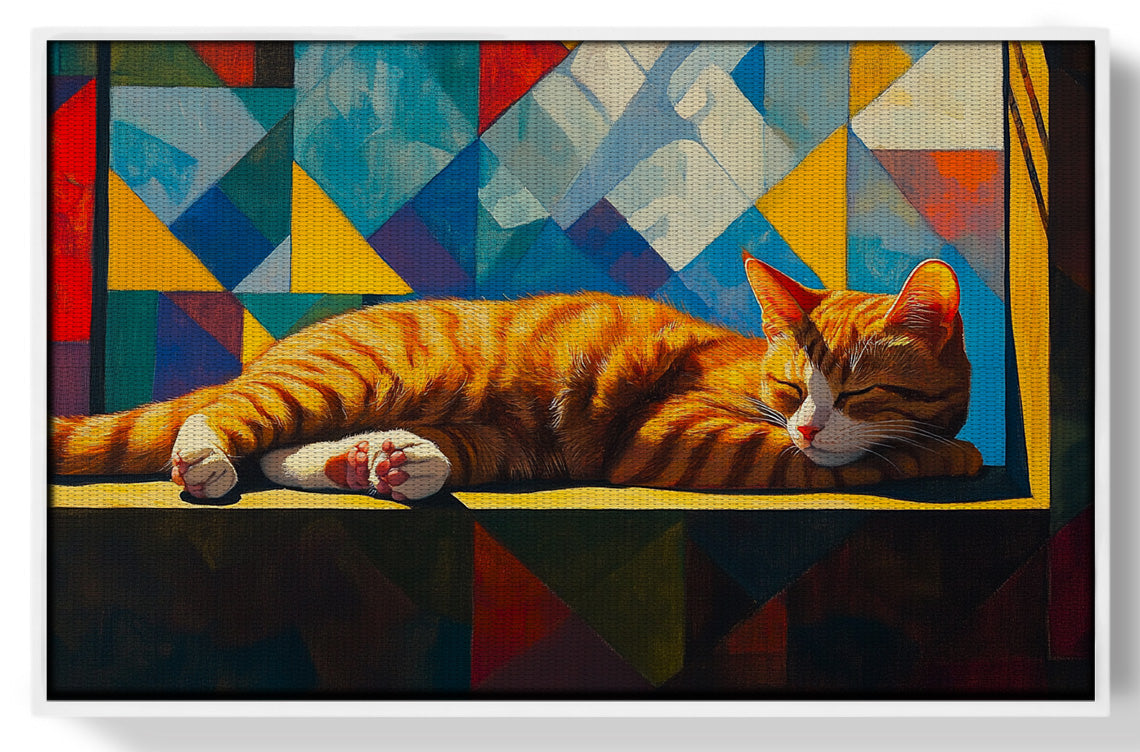 Sleeping Orange Cat Geometric African American abstract art view 61