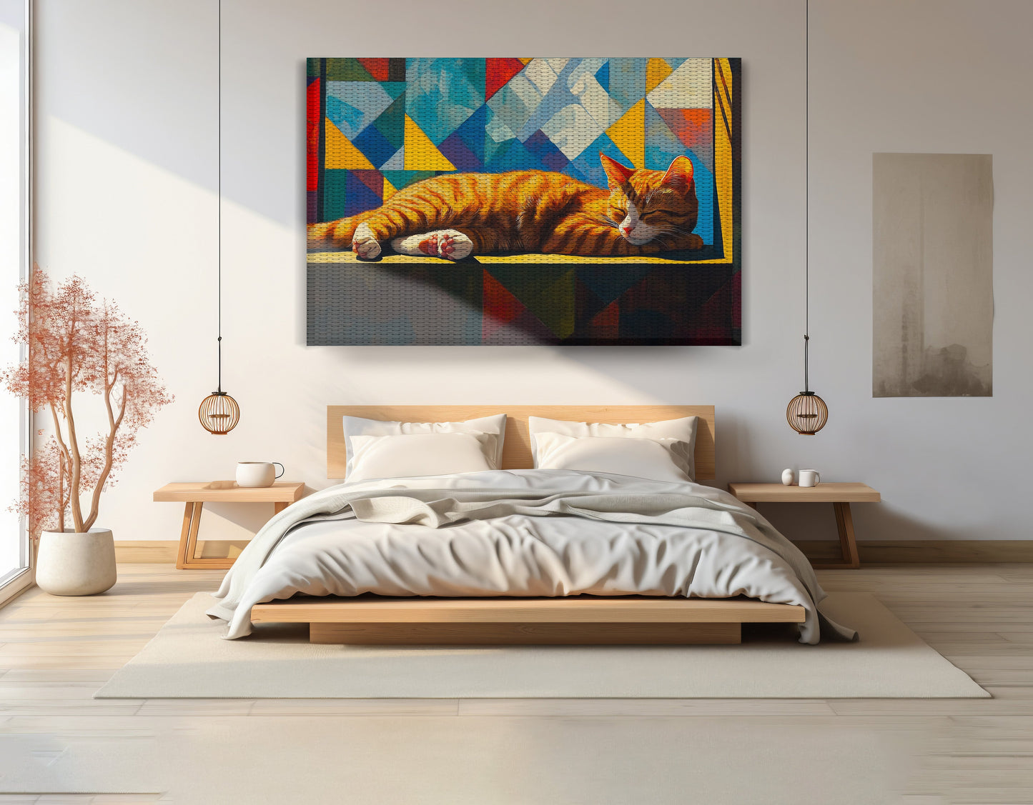 Sleeping Orange Cat Geometric African American abstract art view 15