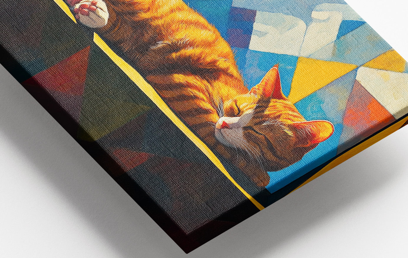 Sleeping Orange Cat Geometric African American abstract art view 16