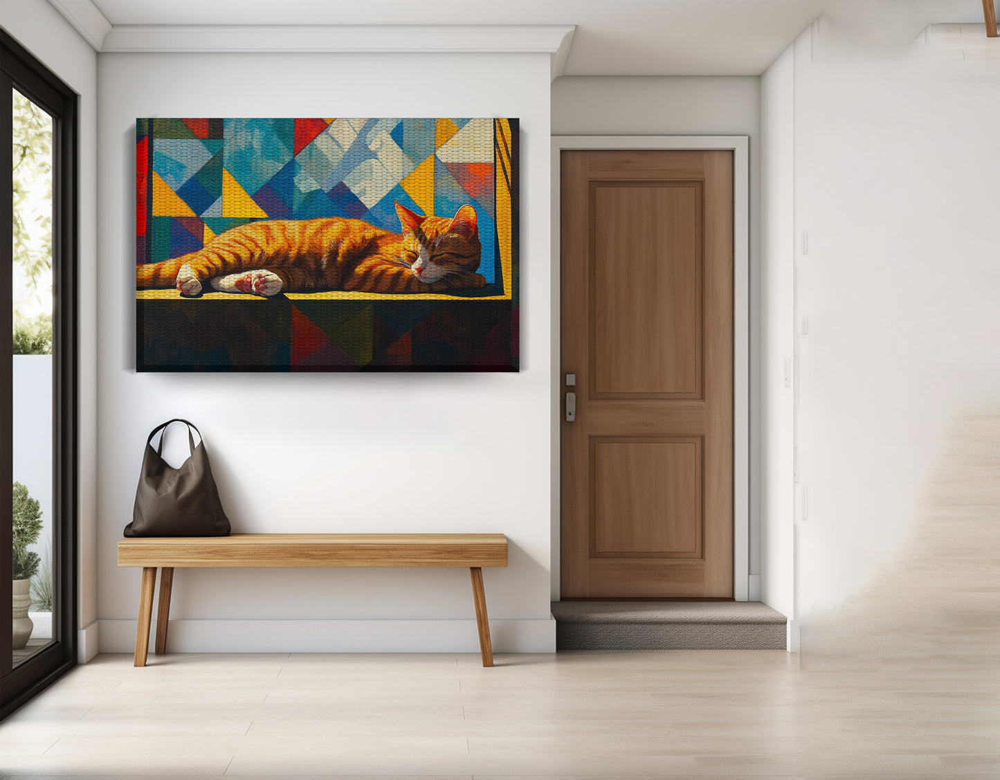 Sleeping Orange Cat Geometric African American abstract art view 17