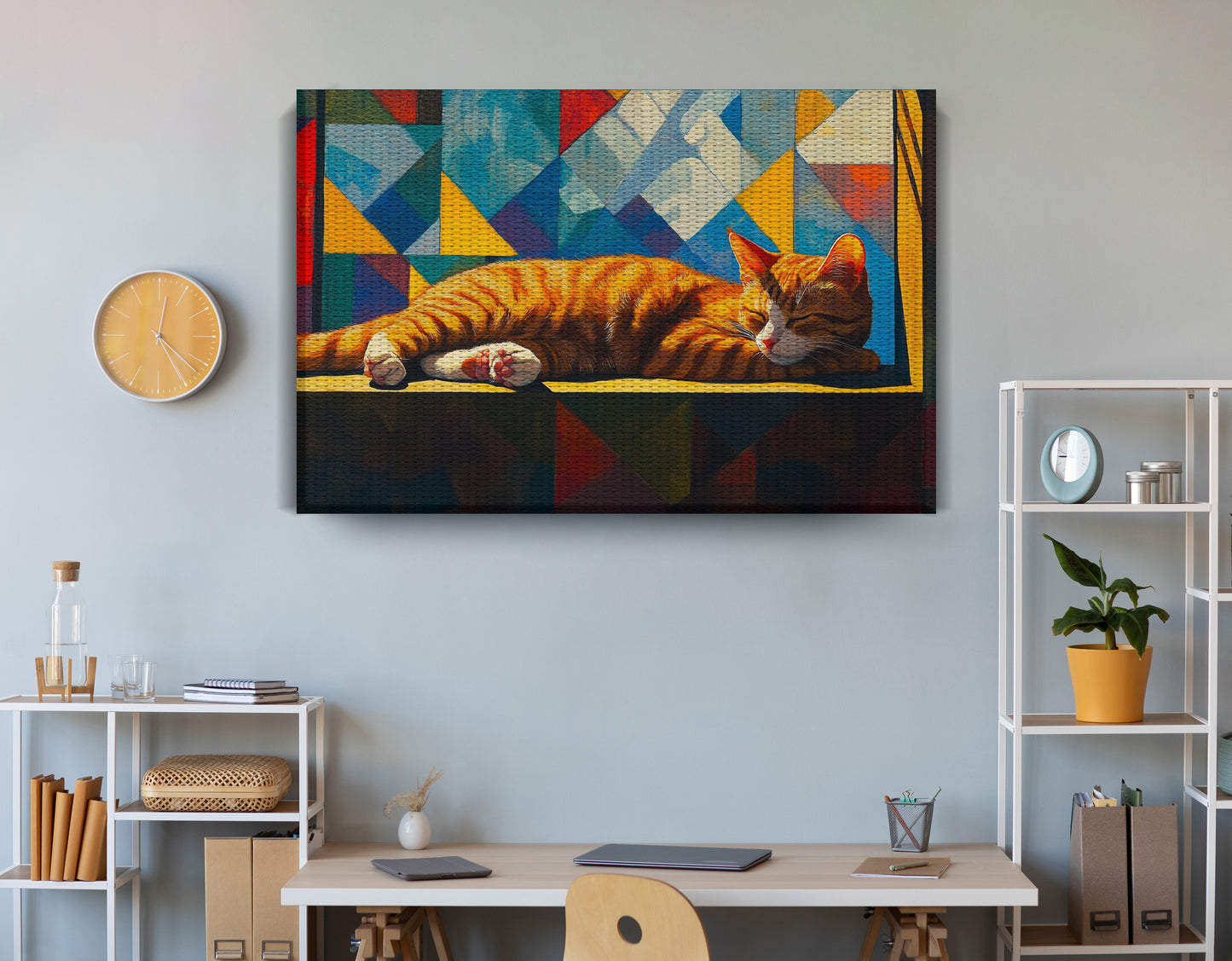 Sleeping Orange Cat Geometric African American abstract art view 18
