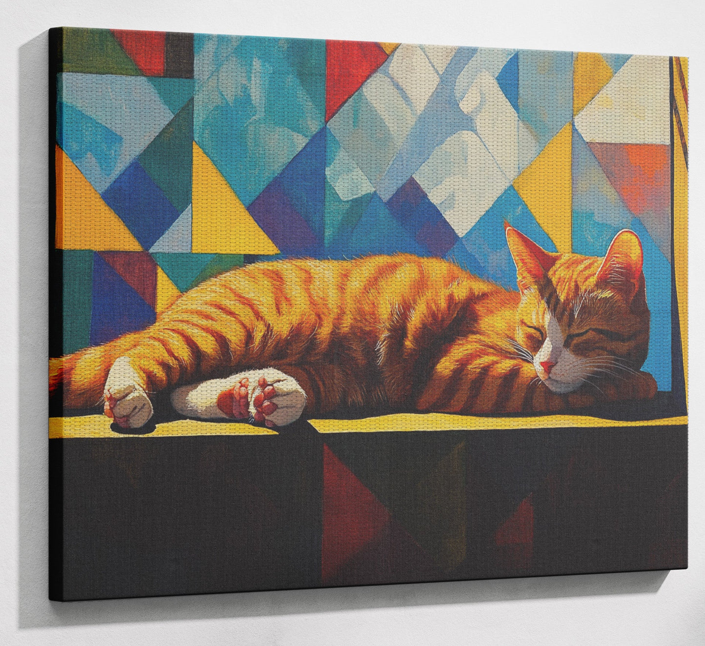 Sleeping Orange Cat Geometric African American abstract art view 13