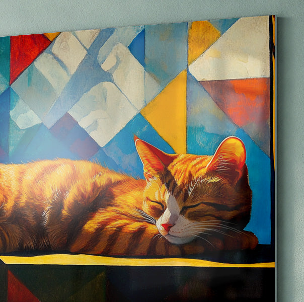 Sleeping Orange Cat Geometric African American abstract art view 22