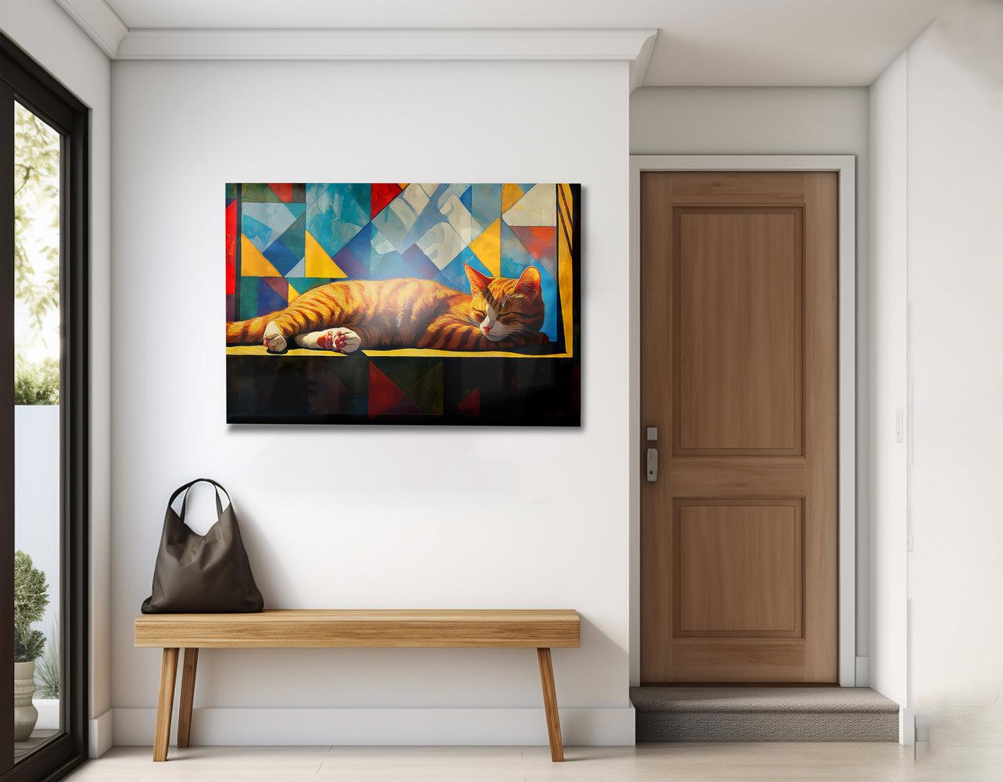 Sleeping Orange Cat Geometric African American abstract art view 23