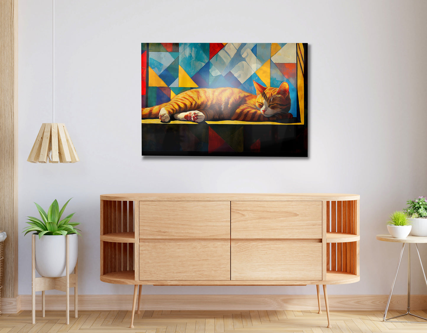 Sleeping Orange Cat Geometric African American abstract art view 20