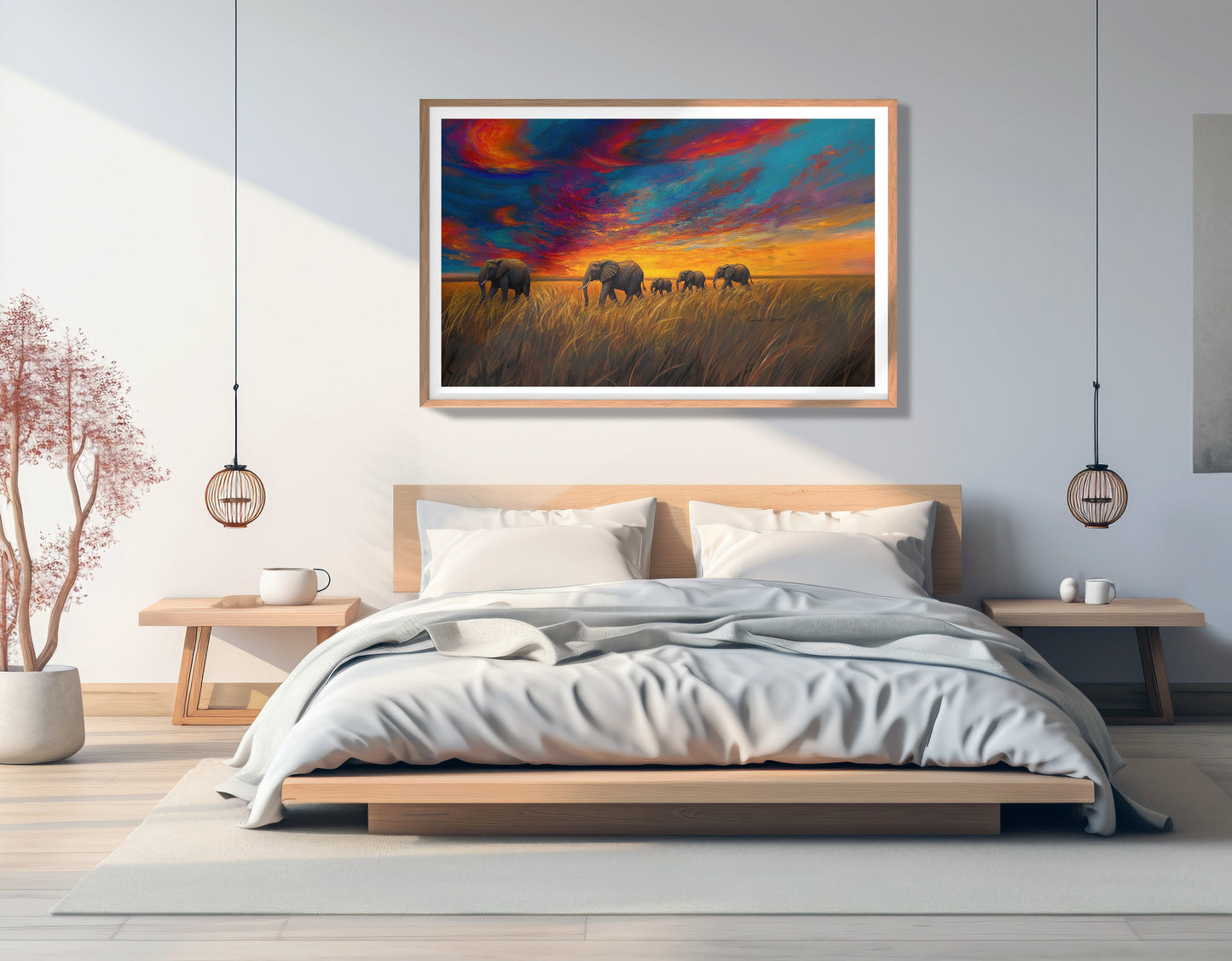 Elephant Herd Sunset Black Black culture wall art view 81
