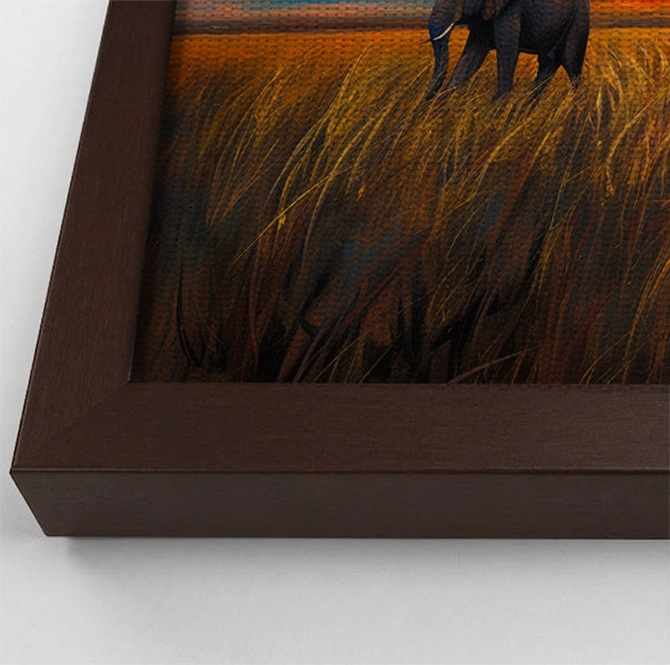 Elephant Herd Sunset Black Black culture wall art view 34