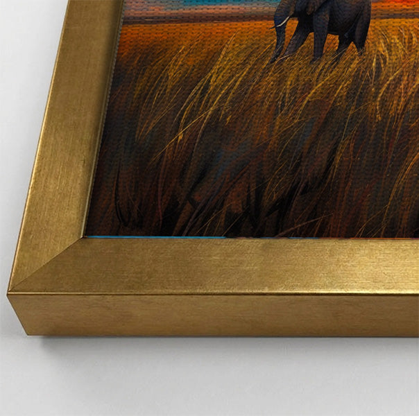 Elephant Herd Sunset Black Black culture wall art view 40