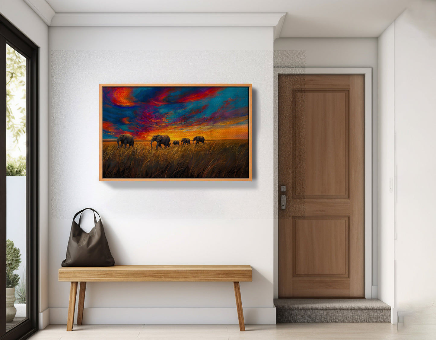 Elephant Herd Sunset Black Black culture wall art view 47