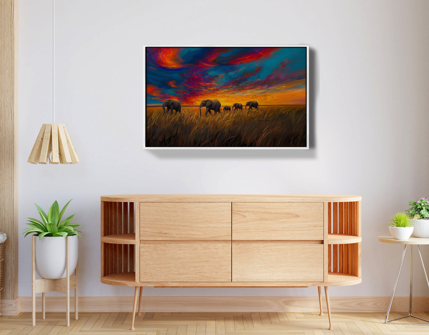 Elephant Herd Sunset Black Black culture wall art view 62