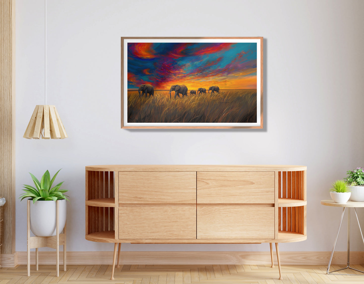 Elephant Herd Sunset Black Black culture wall art view 80