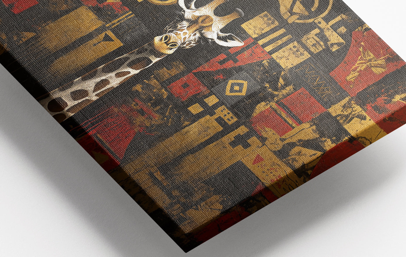 Close-up of Giraffe Tribal Pattern African American canvas print detail