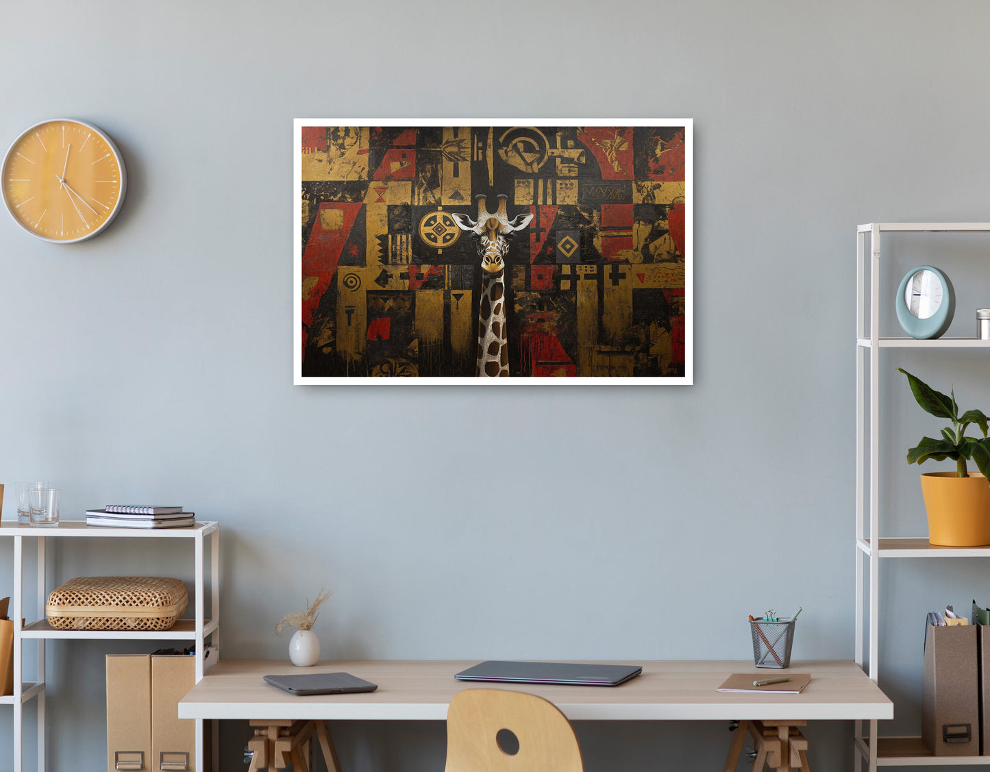 Giraffe Tribal Pattern African American canvas print print view