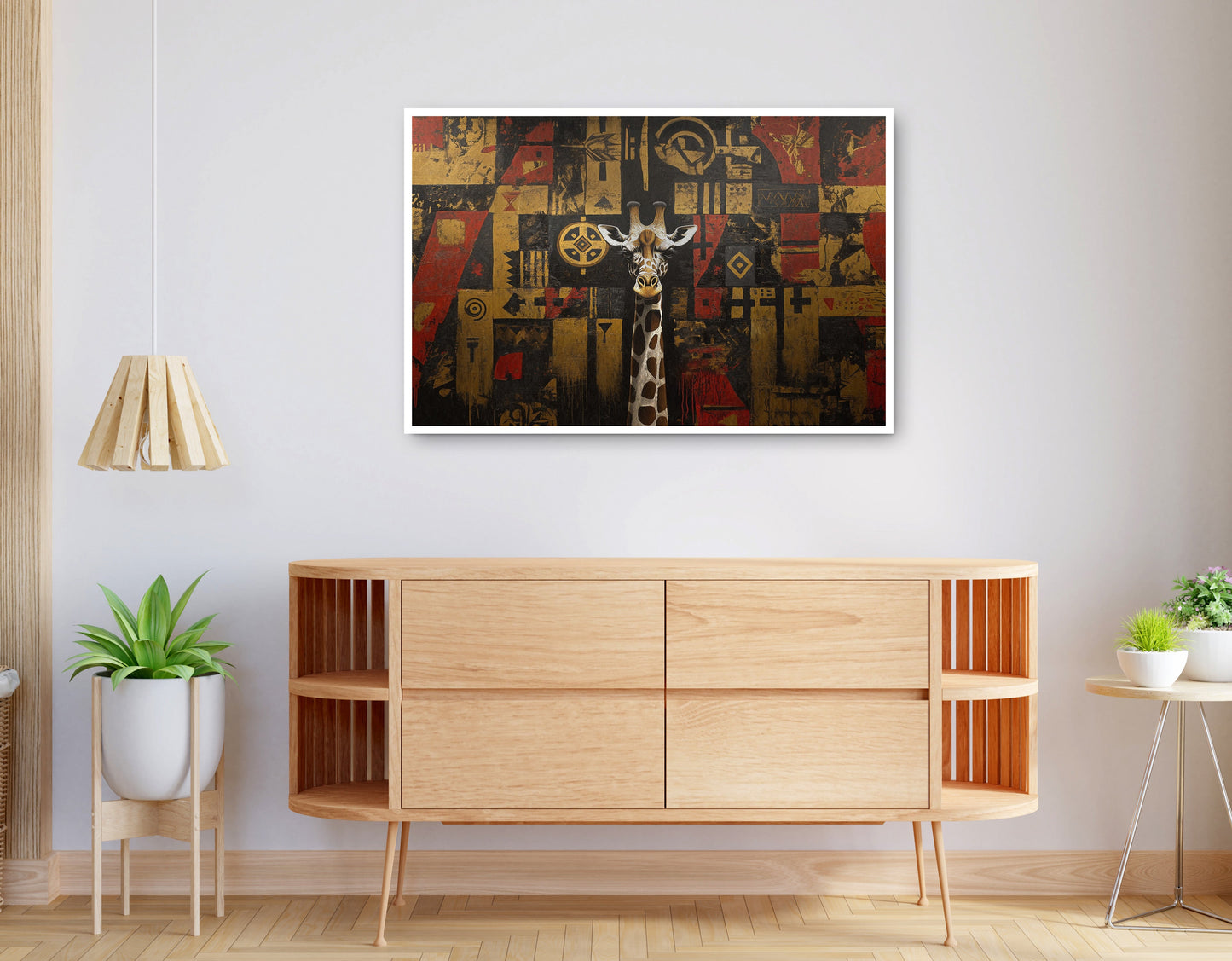 Alternate view of Giraffe Tribal Pattern African American canvas print