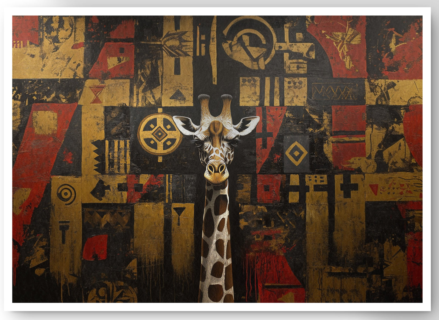 Giraffe Tribal Pattern African American canvas print by MoomZee Artwork