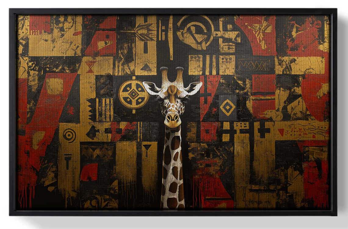 Framed Giraffe Tribal Pattern African American canvas print for home decor