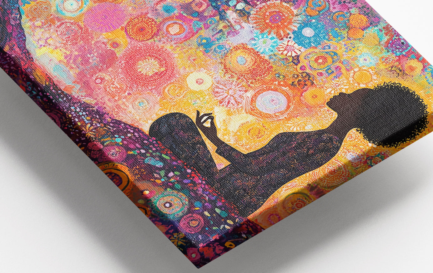 Close-up of Black Woman Tree Meditation African American wall art detail