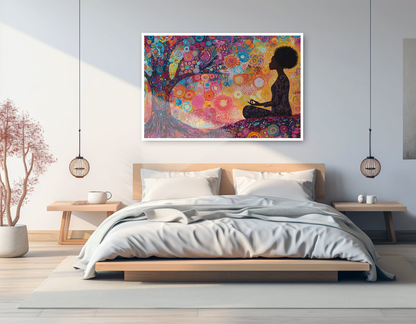 Black Woman Tree Meditation African American wall art artwork view